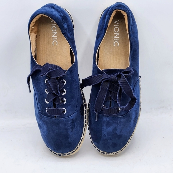Vionic Lace Up Espadrille Flats Coast Sandy Suede Orthotic In Blue Size 7.5 - Picture 7 of 16